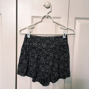 Black Floral Flowy Shorts